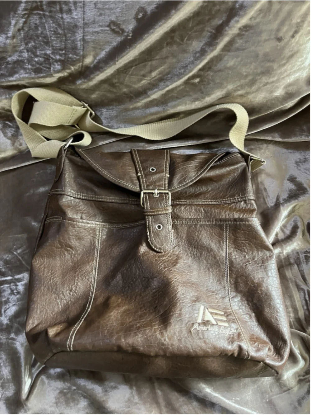 American Eagle canvas /LEATHER TYPE backpack/PURSE brown SEE PICTURES